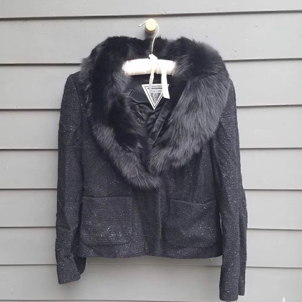 Vintage Marvin Richards Suit Jacket with Fox Collar - Wool with metallic threads